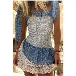 Loveshackfancy Aya Mini Dress Blue Large